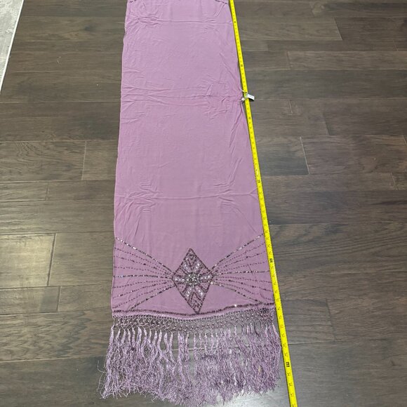 Sue Wong Scarf SILK Dress Shawl Light Purple Lavender Orchid Hand Bead Large 37 - Picture 14 of 15